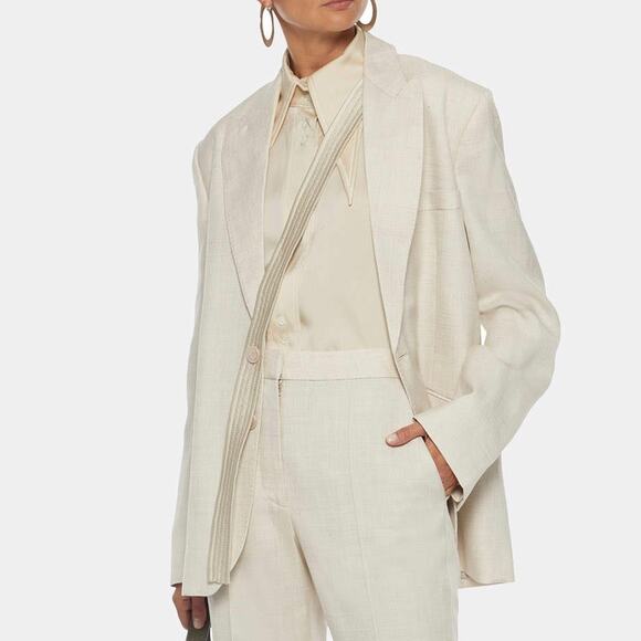 Stella McCartney Light Peach Front Button Viscose Linen Blazer Jacket 42 - Picture 2 of 14